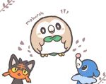  2016 ambiguous_gender group kanannbo litten nintendo open_mouth pok&eacute;mon pok&eacute;mon_(species) popplio rowlet simple_background video_games 