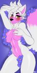 2018 absurd_res anthro blush breast_grab breasts canine censored female five_nights_at_freddy&#039;s five_nights_at_freddy&#039;s_2 flower fox hand_on_breast hi_res looking_at_viewer lying mammal mangle_(fnaf) navel nightmarebearpuff nude on_side plant signature simple_background smile solo thick_thighs video_games voluptuous wide_hips 