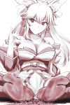  airplane animal_ears belt breasts city cleavage copyright_request crush destruction giantess huge_giantess landscape large_breasts long_hair monochrome rakia_(ds00309) sitting smile 