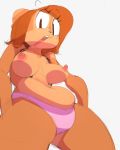  2018 abigail_(musikalgenius) breasts brown_hair clothed clothing digital_media_(artwork) female hair looking_at_viewer low-angle_view mammal musikalgenius navel nipples open_mouth panties pose rodent simple_background sketch smile solo squirrel standing topless underwear white_background 