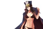  bra breasts cape hat long_hair looking_at_viewer meleph_(xenoblade) military military_hat navel panties simple_background solo underwear white_background xenoblade_(series) xenoblade_2 yuuta_(ruin0811) 
