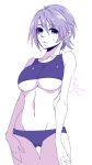  aqua_(kingdom_hearts) ass_visible_through_thighs bangs bare_arms bare_shoulders blue_eyes blue_hair breasts closed_mouth collarbone cowboy_shot eyebrows_visible_through_hair frown groin hair_between_eyes kingdom_hearts kingdom_hearts_birth_by_sleep large_breasts looking_at_viewer midriff navel panties short_hair simple_background solo sports_bra standing stomach tamaki_(tmk-poison) thigh_gap underboob underwear white_background 