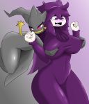  ambiguous_gender banette big_breasts big_butt breast_grab breasts butt cloth clothed clothing duo female female/ambiguous ghost grope hair hand_on_breast hex_maniac hi_res human human_on_humanoid humanoid mammal nintendo not_furry open_mouth pok&eacute;mon pok&eacute;mon_(species) purple_hair simple_background spirit tonytoran video_games 