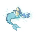  2016 bubble duo eeveelution kanannbo nintendo one_eye_closed pok&eacute;mon pok&eacute;mon_(species) popplio simple_background vaporeon video_games 