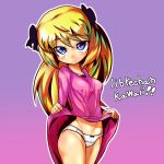  1girl a-tuy blonde_hair blue_eyes character_request dress_lift female gradient_background panties solo underwear 