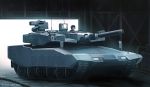  artist_name black_hair commentary_request dead-robot ground_vehicle gun leopard_2 machine_gun military military_vehicle motor_vehicle original short_hair tank warehouse weapon 