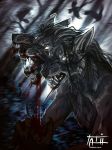  2018 anthro black_lips black_nose blood canine digital_media_(artwork) mammal open_mouth pale_eyes tatiilange teeth white_eyes 