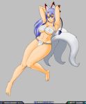  2018 animal_humanoid breasts clothed clothing digital_media_(artwork) female fox_humanoid fur grey_background hair humanoid long_hair looking_at_viewer mammal nipple_bulge signature simple_background solo urielmanx7 