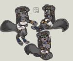  anklet anthro black_fur black_hair bracelet breasts canine clothed clothing dog eyes_closed eyeshadow female fur green_eyes grey_fur hair jewelry makeup mammal neoma nipple_bulge open_mouth pawpads reign-2004 spats yawn 