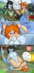 2018 anthro balls black_text blue_eyes blush breasts clothed clothing comic cum cum_in_mouth cum_in_pussy cum_inside cum_on_breasts cum_on_stomach duo dust:_an_elysian_tail english_text fellatio female fish fully_clothed ginger_(elysian_tail) impregnation male male/female mammal marine nude onomatopoeia oral oral_penetration orange_eyes outside ovum penetration penis red_text reverse_wheelbarrow_position sex shark signature sound_effects sperm_cell starit text vaginal vaginal_penetration white_text 