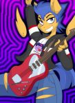  2018 anthro anthrofied blue_eyes blue_hair clothing equine female flash_sentry_(mlp) friendship_is_magic guitar hair jrvanesbroek mammal musical_instrument my_little_pony pegasus pose smile solo torn_clothing twilight_sparkle_(mlp) wings 
