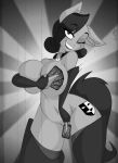  2018 anthro armwear big_breasts boots breasts card clothing collar cutie_mark double_entendre_(character) elbow_gloves equine fan_character female footwear gloves horse huge_breasts jrvanesbroek legwear mammal monochrome my_little_pony nude one_eye_closed panties playing_card pony solo sparkle stockings thick_thighs thigh_highs underwear wide_hips wink 