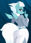  2018 abs anthro anthrofied blue_hair butt clothing digital_media_(artwork) equine eyewear feathered_wings feathers female fleetfoot_(mlp) friendship_is_magic glasses hair hi_res jacket jrvanesbroek mammal multicolored_hair my_little_pony pegasus purple_eyes shorts solo standing sunglasses tongue tongue_out two_tone_hair white_hair wings wonderbolts_(mlp) 