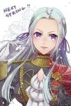  blonde_hair blue_eyes cape cravat edelgard_von_hresvelgr_(fire_emblem) fire_emblem fire_emblem:_fuukasetsugetsu flower gloves hair_ornament highres kaboplus_ko long_hair looking_at_viewer simple_background smile solo uniform 