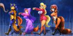  2018 absurd_res anthro areola beckoning belt big_breasts blonde_hair blue_hair blurred_background boots breasts business_suit callie_briggs canine carmelita_fox cat choker cleavage clothed clothing disney dress ear_piercing erohd eyewear feline female folly footwear fox fully_clothed fur glasses group hair hat headdress hi_res hypnosis jacket jewelry jungle_book kaa_(jungle_book) long_hair maid_marian mammal midriff mind_control multicolored_fur navel necklace necktie nipples nude orange_fur pants piercing red_fur red_hair red_panda reptile robin_hood_(disney) scalie shoes skirt sly_cooper_(series) snake suit swat_kats tan_fur two_tone_fur utility_belt video_games walking 