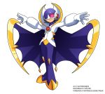  alternate_costume artist_name bat_wings black_hair commentary_request copyright_name cosplay crossover full_body gen_7_pokemon gloves helmet high_collar highres legs_together lunala lunala_(cosplay) male_focus netnavi outstretched_arms pokemon rockman rockman_exe rockman_exe_(character) shoutaro_saito smile solo standing white_gloves wings 