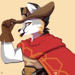  canine cape cigar clothing fox grey_fox hat jigglet mammal mccree_(overwatch) overwatch simple_background solo video_games 