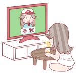  alcohol beer blue_(pokemon) commentary cup drinking drinking_glass irasutoya kurachi_mizuki multiple_girls older panties parody pokemon pokemon_(game) pokemon_frlg pokemon_rgby sitting spitting super_smash_bros. super_smash_bros._ultimate table tank_top television translated underwear watching_television white_panties 