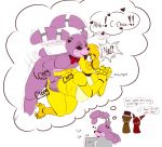  absurd_res animatronic anthro avian beak bear bent_over bird blush bonnie_(fnaf) bound breasts bubble_kitten17 canine chica_(fnaf) chicken daydream english_text eye_patch eyewear female five_nights_at_freddy&#039;s forced fox foxy_(fnaf) freddy_(fnaf) hi_res imagination lagomorph licking machine male male/female mammal monochrome professorcomms rabbit rape robot rope sex speech_bubble text tongue tongue_out video_games 