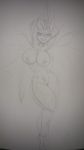  2017 anthro areola bicci bottomless breasts clothed clothing collar dancing female hi_res horn jrvanesbroek nipple_piercing nipples piercing pole pole_dancing pose pussy sketch slave solo 