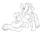  2018 anatomically_correct anatomically_correct_pussy animal_genitalia animal_pussy anus apple_bloom_(mlp) applejack_(mlp) butt caboni32 cutie_mark dock duo earth_pony equine equine_pussy female feral friendship_is_magic grin hair hat hooves horse line_art mammal my_little_pony pony pussy smile underhoof 