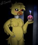  2018 animatronic anthro avian bird blush digital_media_(artwork) female five_nights_at_freddy&#039;s five_nights_at_freddy&#039;s_4 looking_at_viewer machine nightmare_chica_(fnaf) nipples nude pussy robot simple_background smile solo video_games xk1rarax 