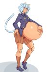  belly better_version_at_source big_belly breasts cat chimera_ant clothing feline female grindavikbydaylight humanoid hunter_x_hunter mammal neferpitou pregnant simple_background small_breasts solo white_background 