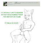  2018 animal_genitalia animal_penis anthro balls canine canine_penis cum digital_media_(artwork) dog english_text erection fur half-closed_eyes knot knot_grab looking_pleasured male mammal masturbation misterpickleman nude open_mouth orgasm penis question simple_background sketch smile solo teeth text tristan_knight wolf 
