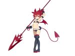  5_fingers armwear boots buckle clothed clothing demon disgaea ear_piercing etna female fingers flat_chested footwear gloves hair holding_object holding_weapon humanoid legwear looking_at_viewer mammal melee_weapon membranous_wings navel not_furry o-ring o-ring_collar piercing pigtails pointy_ears polearm red_eyes red_hair short_hair simple_background skull_earrings smile solo spade_tail spear standing video_games weapon white_background wings にとみ_(artist) 