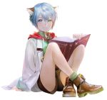  animal_ears blue_eyes blue_hair boots cat_ears commentary_request legs leon_geeste male_focus noako pointy_ears short_hair smile solo star_ocean star_ocean_the_second_story 