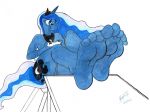  2012 anthro anthrofied barefoot blue_hair braxia_(artist) controller cutie_mark equine feet female foot_focus friendship_is_magic game_controller hair horn long_hair mammal my_little_pony nude princess_luna_(mlp) pussy soles solo toes 