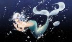  bubbles mermaid original ruca short_hair tail underwater water white_hair 