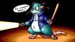  baton chipp clothing digital_media_(artwork) emenius flashlight flygon_(artist) jacket mammal pixel_(artwork) rat rodent solo weapon 