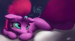  2018 absurd_res auroriia broken_horn cute equine eye_scar eyebrows eyelashes female feral fireworks fizzlepop_berrytwist_(mlp) floppy_ears hair hi_res hooves horn lying mammal my_little_pony my_little_pony_the_movie nude on_front pink_hair portrait scar short_hair signature smile solo teal_eyes tempest_shadow_(mlp) unicorn 