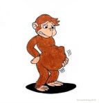  2018 abdominal_bulge ambiguous_gender ape belly belly_expansion big_belly brown_fur chimpanzee curious_george demyxanthony feral fur growth inflation mammal monkey primate semi-anthro signature simple_background sketch solo standing teeth traditional_media_(artwork) white_background 