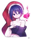  blob blue_eyes blue_hair commentary doremy_sweet dream_soul dress hat highres looking_at_viewer multicolored multicolored_clothes multicolored_dress nightcap nightgown pom_pom_(clothes) short_hair solo soooooook2 touhou 