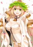  :d aestus_estus ahoge artist_name bare_shoulders belt blonde_hair blush breasts bridal_veil chain cleavage collar fate/extra fate/extra_ccc fate_(series) gloves green_eyes holding holding_sword holding_weapon laurel_crown lock looking_at_viewer medium_breasts nero_claudius_(bride)_(fate) nero_claudius_(fate)_(all) open_mouth padlock padlocked_collar petals shinkusora short_hair smile solo sword veil weapon white_gloves white_sleeves wide_sleeves zipper 
