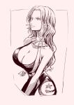  1girl baccarat_(one_piece) black_gloves breasts cleavage cleavage_cutout dress full_body gloves hand_on_hip high_heels huge_breasts large_breasts long_hair one_piece sherumaru_(korcht06) sleeveless sleeveless_dress 