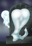  7_percent ass bent_over from_behind ghost looking_back monster_girl original twitter_username white_hair 