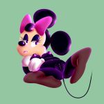  2018 clothing disney female freeflyspecter hair_bow hair_ribbon legwear lineless mammal minnie_mouse mouse nude pussy ribbons rodent solo stockings 
