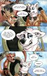  aircraft anthro boneitis canine cervine clothed clothing comic digital_media_(artwork) dog english_text eyewear fangs female fur gloves goggles m24_chaffee male mammal mustelid open_mouth otter partially_clothed smile text white_fur 