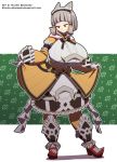  animal_humanoid big_breasts breasts brown_eyes cat_humanoid closed_frown clothed clothing dress feline female green_background huge_breasts humanoid kojiro-brushard maid_uniform mammal nia_(xenoblade) pattern_background simple_background solo uniform white_background xenoblade xenoblade_chronicles_2 