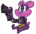  2018 alpha_channel anthro bat big_breasts blue_eyes boots breasts clothing cute eyelashes female footwear gun mammal ranged_weapon simple_background sitting solo sophie_slam transparent_background vimhomeless weapon 