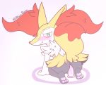  anthro blue-rum blush braixen breasts butt canine fangs female fur inner_ear_fluff looking_back mammal nintendo nude pawpads pok&eacute;mon pok&eacute;mon_(species) pussy rear_view solo video_games 