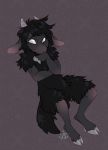  2018 5_fingers ailuranthropy anthro black_fur black_hair caprinae digital_media_(artwork) female fur hair hooves pale_eyes simple_background solo 