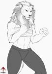  2018 5_fingers anthro clothed clothing digital_media_(artwork) feline female inkrend lion mammal navel simple_background solo topless white_background 