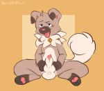  animal_genitalia animated blue_eyes blush brown_fur erection fur knot knot_in_sheath looking_at_viewer loop male masturbation nintendo pawpads paws penis penis_tip pocketpaws pok&eacute;mon pok&eacute;mon_(species) rockruff sheath sheath_play simple_background solo squishy tongue video_games 