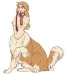  amputee animal_humanoid breasts canine collar dog female hair humanoid leash long_hair looking_at_viewer mammal nipples nude reservoirdog_(artist) smile solo taur 