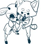  aggressive_retsuko antelope anthro big-fig blush clothed clothing duo eyelashes female gazelle horn male mammal masturbation one_eye_closed penis red_panda resasuke sanrio tsunoda wink 