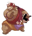  2018 anthro bear brown_fur clothed clothing dagger_(sdorica_sunset) fur liger813 male mammal overweight overweight_male sdorica_sunset simple_background solo white_background 